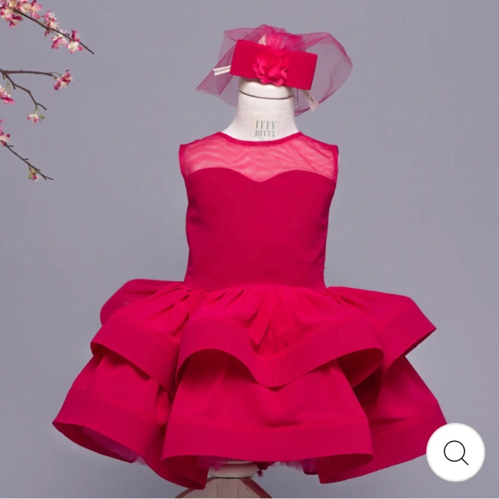 Vibrant Pink Layered Dress with Bow